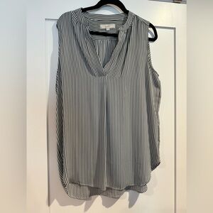 NWOT LOFT sleeveless pinstriped blouse  - size XL